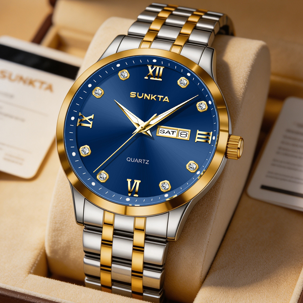 Luxury Watch Organizer For Men - ساعة SUNKTA للرجال أصلية كوارتز مقاومة