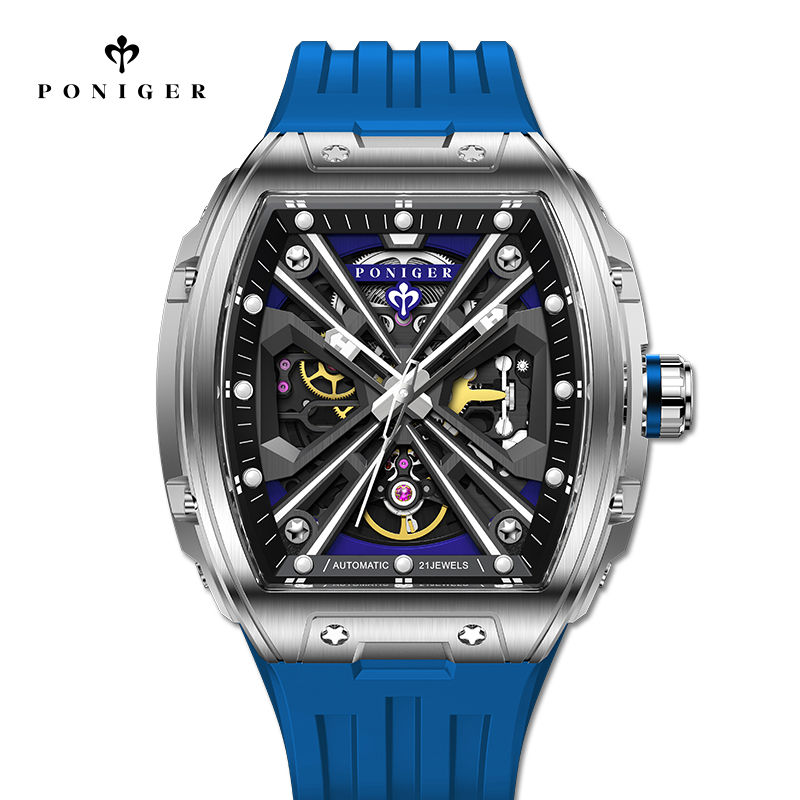 Luxury Watch On Rubber Strap - ساعة رجالية ميكانيكية أوتوماتيكية فاخرة من