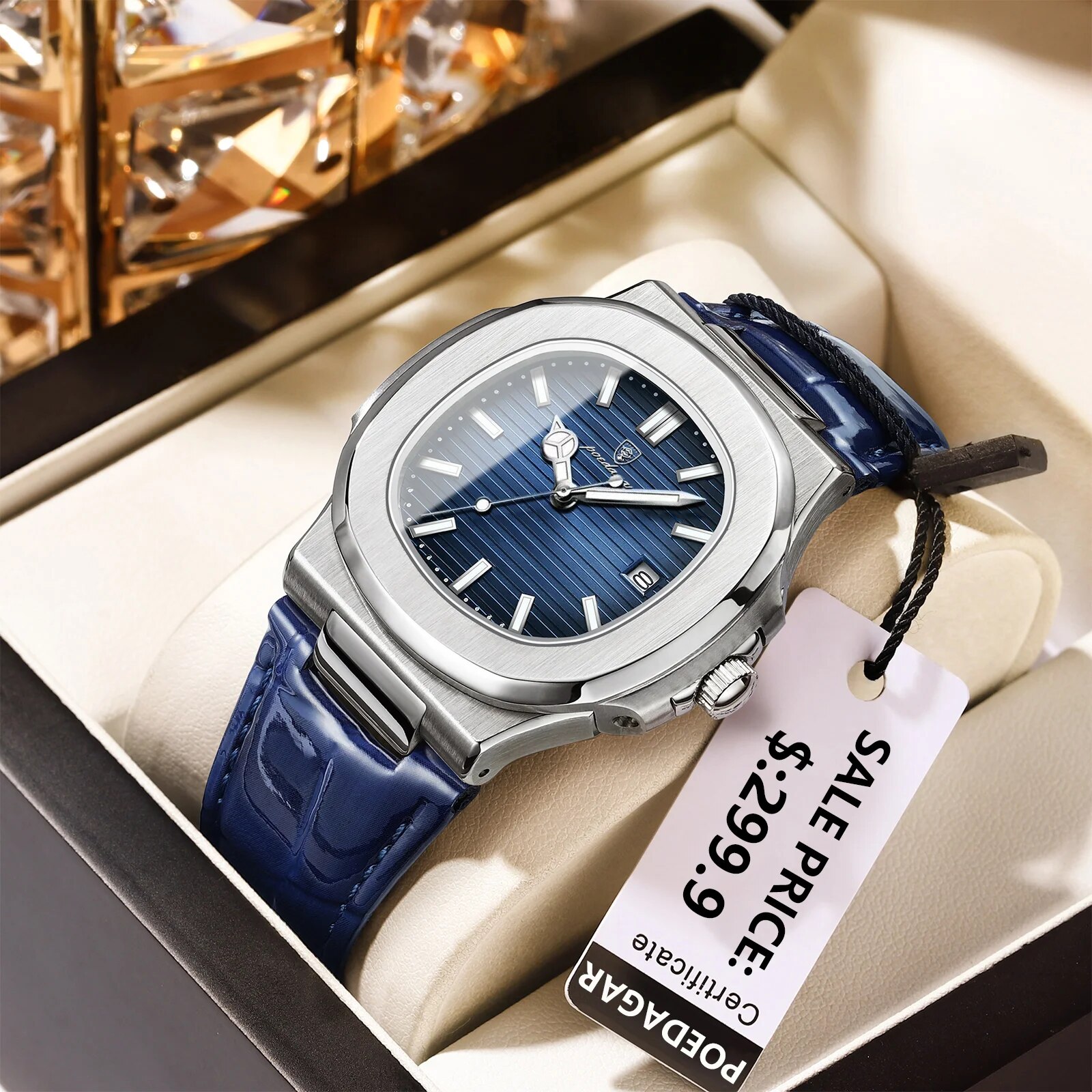 Luxury Watch Organizer For Men - POEDAGAR أفضل ساعة رجالية مربعة فاخرة