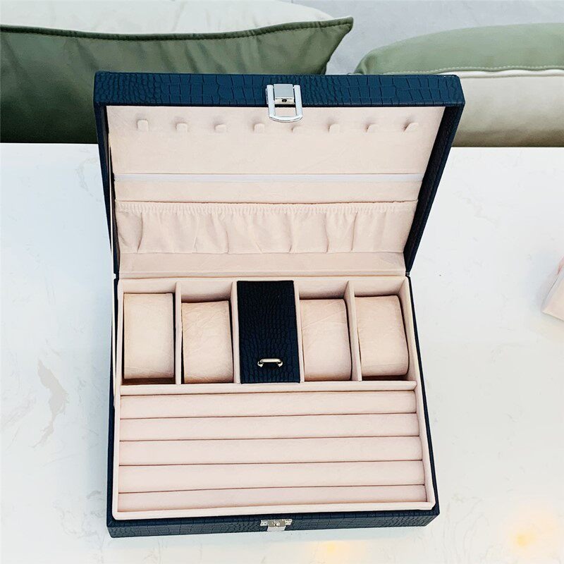 صندوق مجوهرات محمول من الجلد ا - مراجعة Luxury Watch E Jewellery وسعره