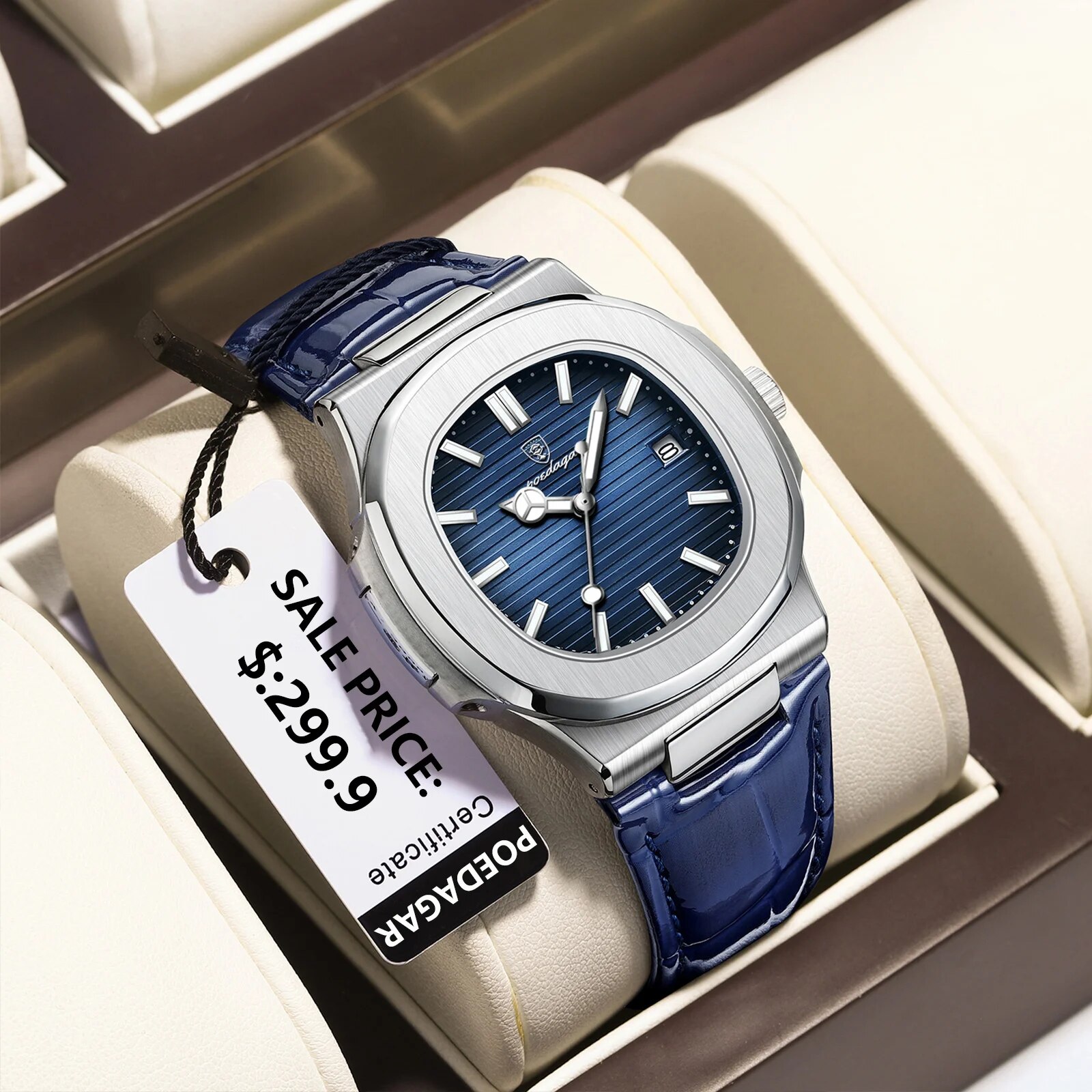 POEDAGAR أفضل ساعة رجالية مربع - مراجعة Luxury Watch Organizer For Men وسعره