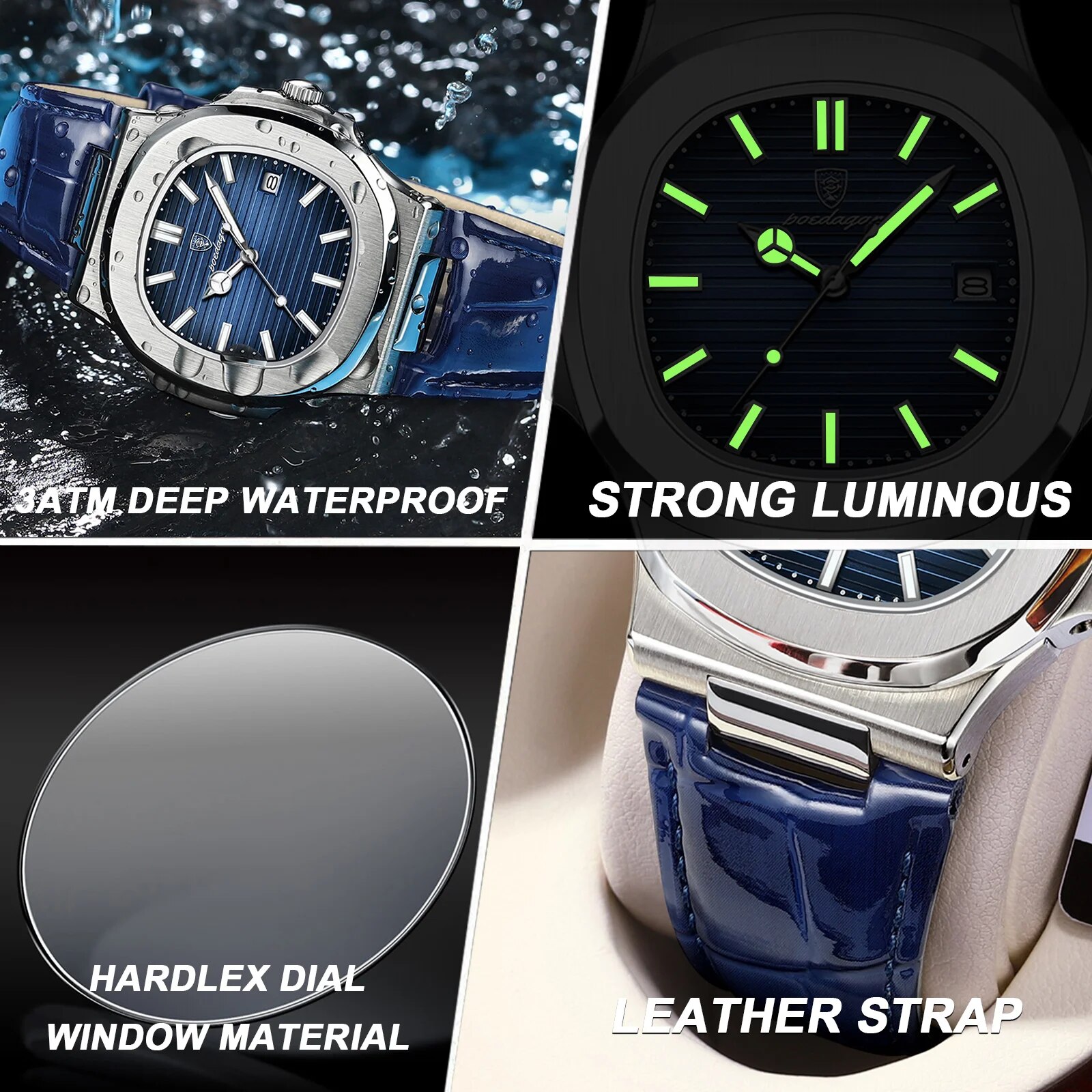 POEDAGAR أفضل ساعة رجالية مربع - مراجعة Luxury Watch Organizer For Men وسعره