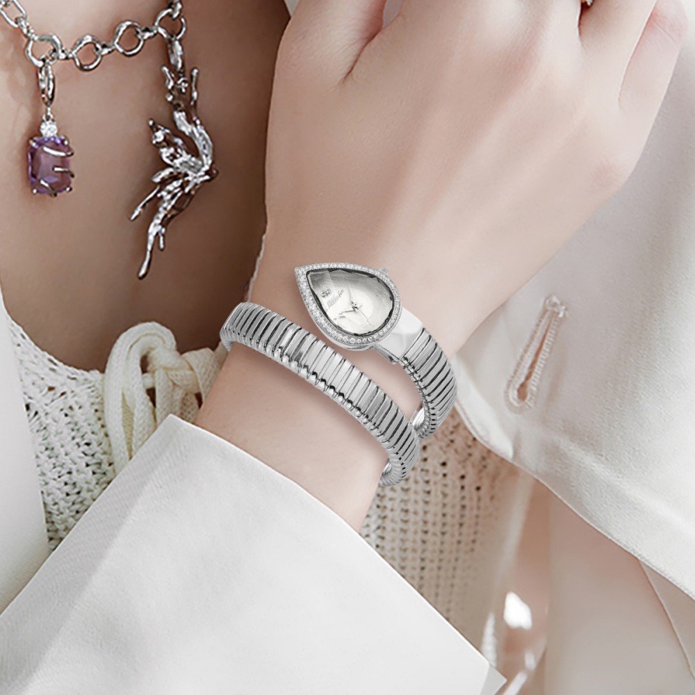 MISSFOX الأفعى شكل ساعة ماسية  - مراجعة Open Heart Watch وسعره